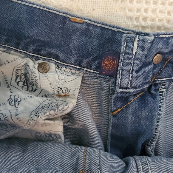 Vintage Rock Republic distressed men's jeans 36/34 Thick stitching and skulls - Picture 7 of 16